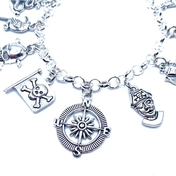 Pirate Charm Bracelet Skulls Treasures Ship Mermaid Charms - Picture 7 of 8